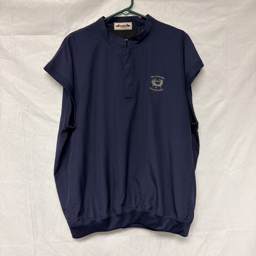 Men's Pullover The Cedars At Dungeness Golf Windbreaker Size XL Blue 1/4 Button